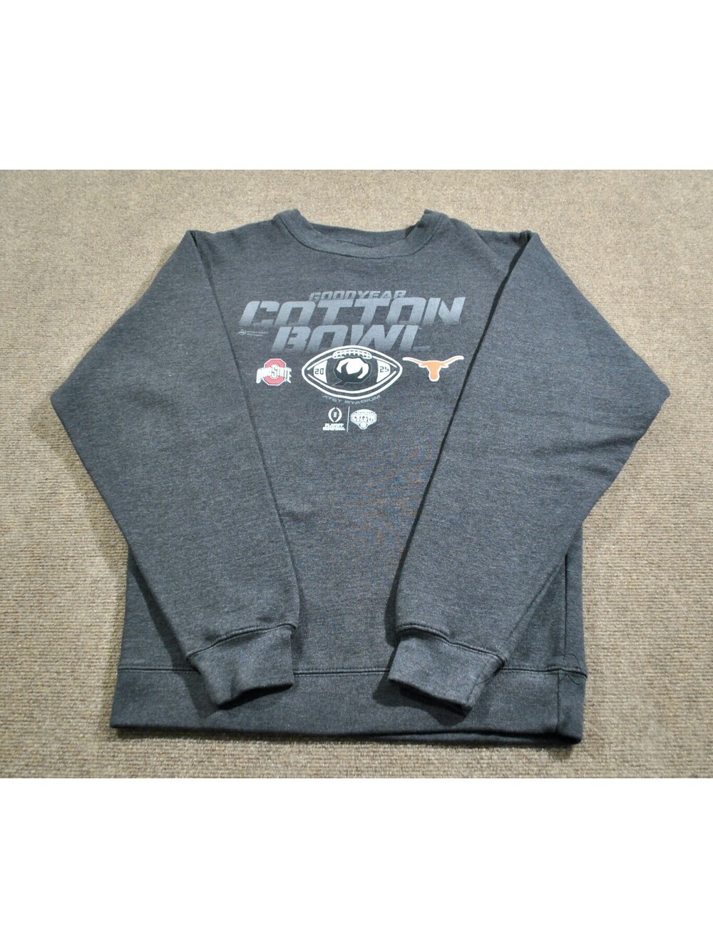 Ohio State Buckeyes Texas Longhorns Cotton Bowl 2025 Gray Sweatshirt Small